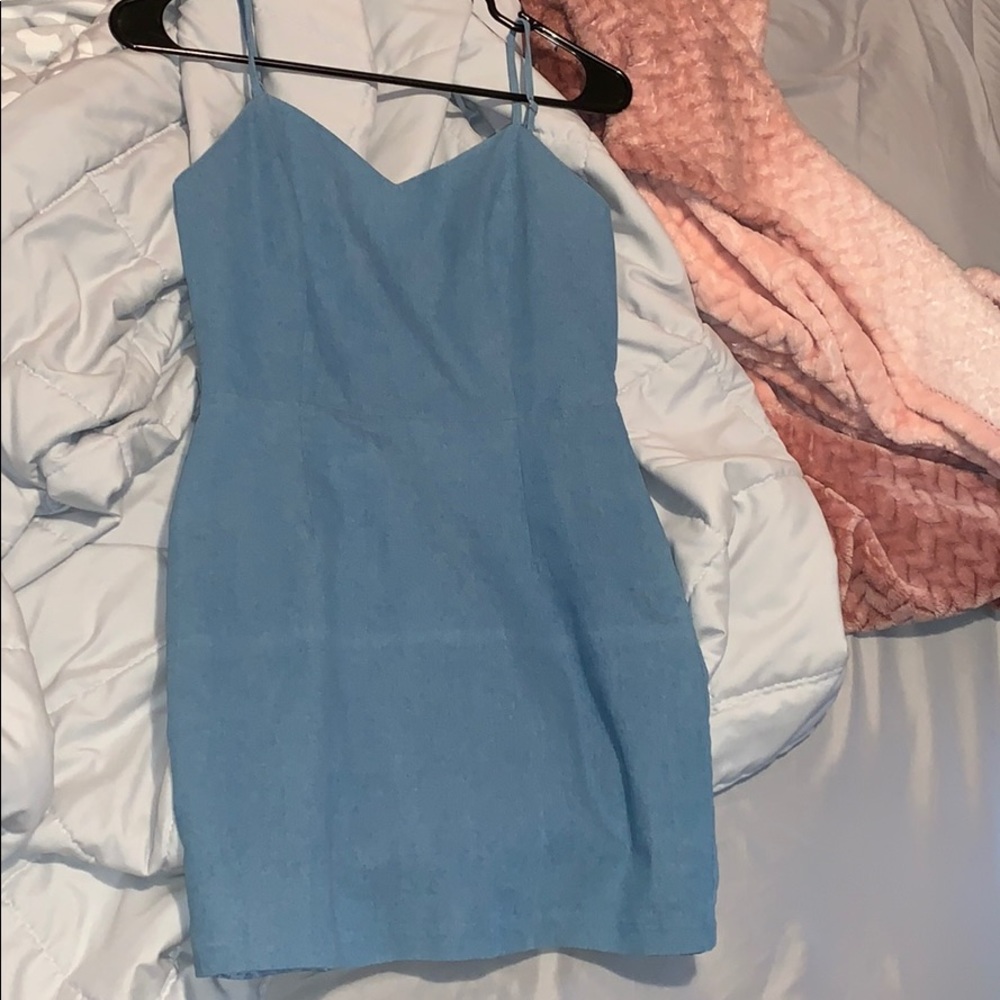 Blue mini denim dress